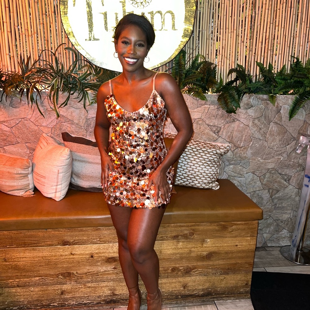 Sequin Rose Gold Mini Dress